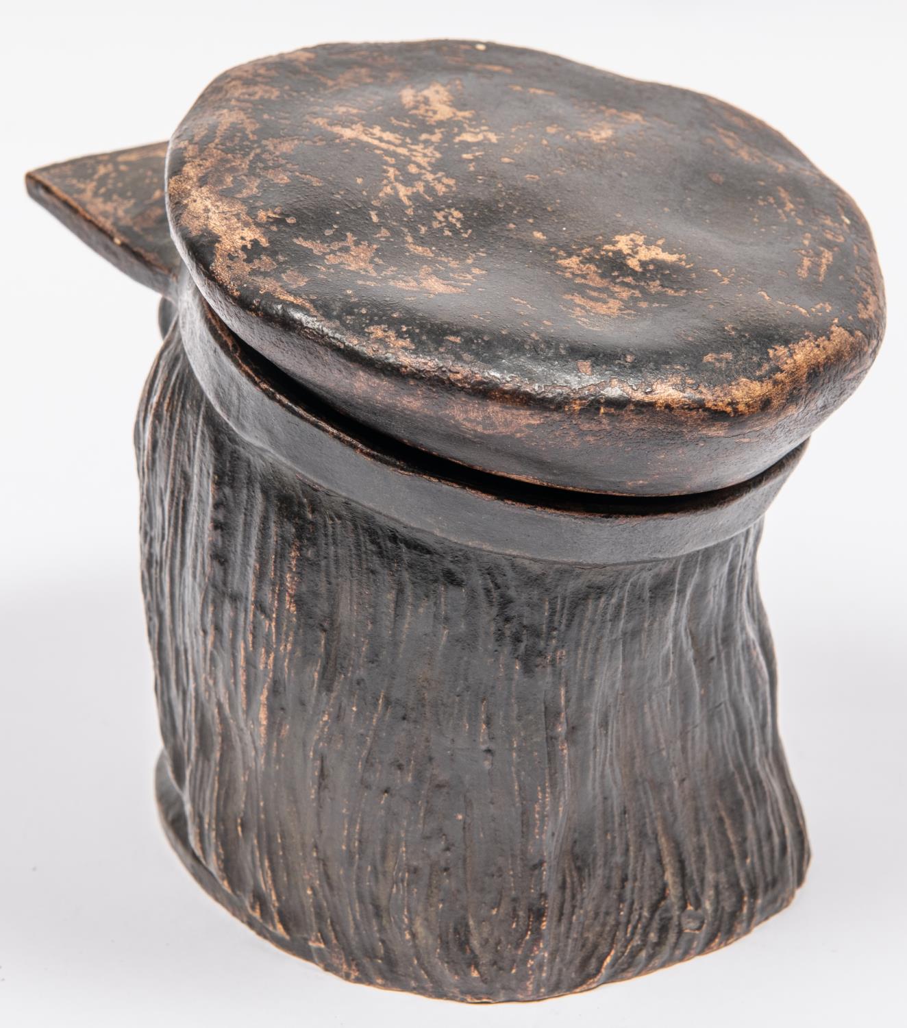 Tobbacco jar in the form of an elderly Gentleman with a cap on and monicle in his eye, Cap is the - Image 2 of 5