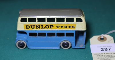 Dinky Toys Double Deck Motor Bus (29c). 1938-1940 example in light blue and cream, with grey roof,