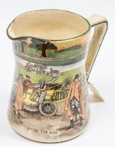 Royal Doulton Motoring Series large jug, Produced between 1903 - 1910. This one says "After The