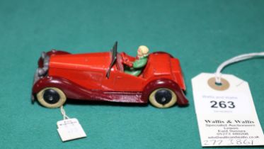 Dinky Toys British Salmson Two-Seater Sports car (36e). An example with driver, red body with maroon