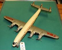 Large tin plate Battery operated Aeroplane by Aernold madein West Germany, Has Trans World