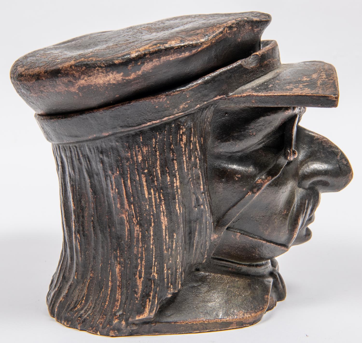 Tobbacco jar in the form of an elderly Gentleman with a cap on and monicle in his eye, Cap is the - Image 3 of 5