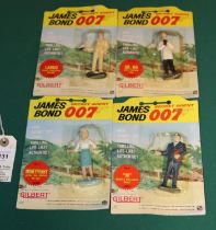 4 1965 issue PLastic James Bond figures by A.C. Gilbert. "M" Bonds Brilliant boss, Moneypenny