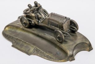 1907 Lorraine De Detrich Racing car desk inwell set, The bonnet opens to reveal 2 holes for glass