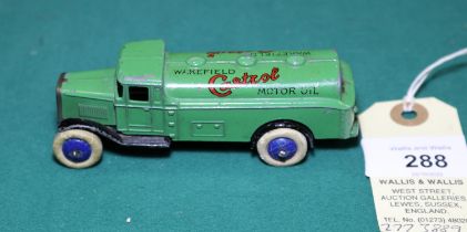 Dinky Toys Petrol Tank Wagon (25d). A rare Type 1 example in green Wakefield Castrol Motor Oil