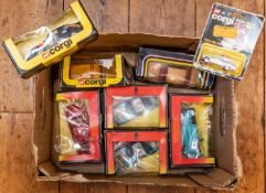 Quantity of various makes, Matchbox, Corgi, Dinky, Rio, Schuco, and others. Lot includes, Schuco