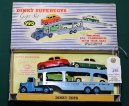 A Scarce Dinky Supertoys Gift Set 990, Pullmore Car Transporter with Four Cars. Comprising Bedford