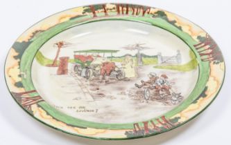 Royal Doulton Motoring series large plate produced between 1903 - 1910. This one says "Itch Yer on