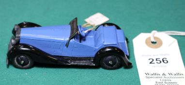 Dinky Toys British Salmson Two-Seater Sports Car (36e). 1947-1950, no hole in drivers seat. Mid blue
