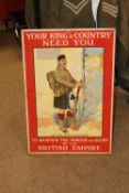 A WWI recruiting poster "Your King and Country Need You", featuring a highlander and "A Wee Scrap of