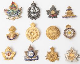 12 WWI Canadian sweetheart brooches, including very nice gilt and enamel P.P.C.L.I, CEF Bns