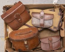 WWI officers marching equipment comprising: leather and cloth haversack, 2 map cases, binocular case