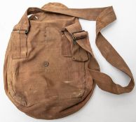 A very rare WWI Canadian ORs haversack, brown fabric outer, white lining, inside flap marked "