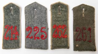 4 Imperial German shoulder boards: 214, 225, 261, 262. £80-100