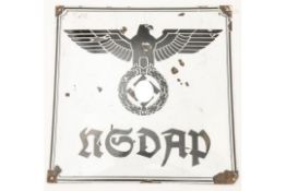 A good original Third Reich NSDAP enamelled sign, 19¾" x 19¾", GC (some chips to enamel). £120-150