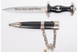 A copy of an SS officers chained dagger, blade marked "China". VGC £40-50