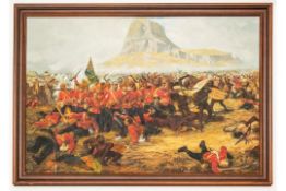 A modern oil on hardboard painting of the historic Zulu War action at Isandhlwana 1879, with British