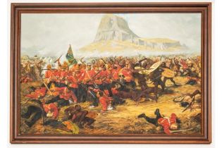 A modern oil on hardboard painting of the historic Zulu War action at Isandhlwana 1879, with British
