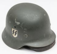 A Third Reich M1936 SS helmet, single decal right side, field grey finish. GC £200-250