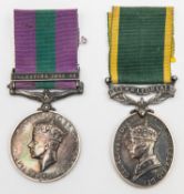 Pair: GSM 1918-62, 1 clasp Palestine 1945-48 (Capt. A.S. Reynolds RF); Efficiency medal, George VI