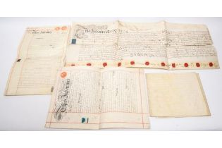 A parchment agreement document dated 27th Dec. 1744, from Legg and his wife to Lacy. A document