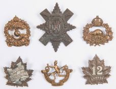 6 WWI CEF Infantry cap badges: 7th (1st British Columbia) by Tiptaft, 8th by Hicks, 10th, 11th by