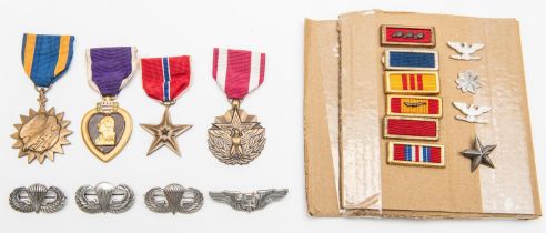 USA: Air Medal, Purple Heart, Bronze Star, Meritorious Service Medal, VF; 6 various unit citation