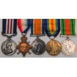 Five: Military Medal, George V first type, 1914-15 star, BWM, Victory (17114 Pte. W Cannon 7/Wilts