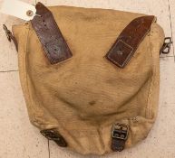 A good example of a WWI 1914 pattern large pack complete with leather straps; also a 1914 pattern