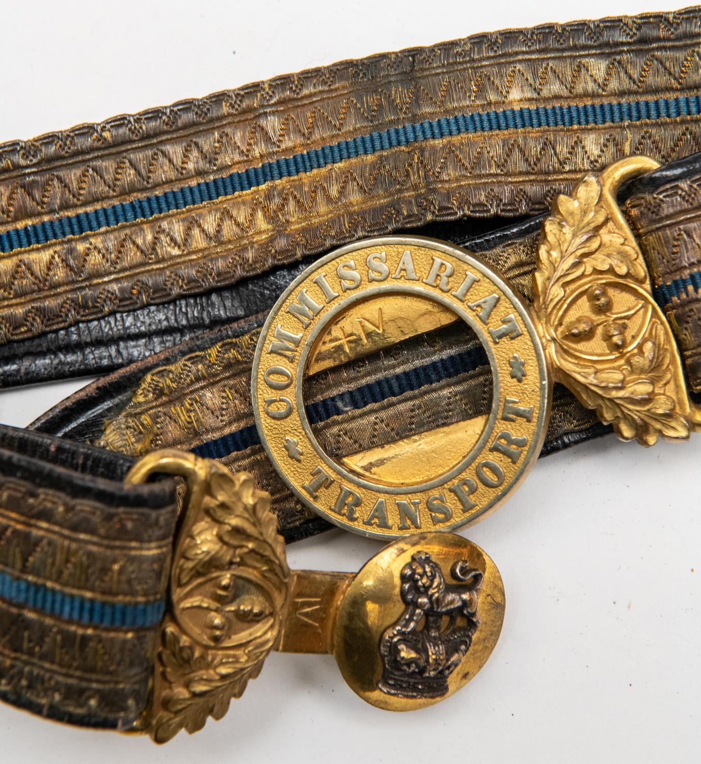 A Victorian officer's bullion waist belt of the Commissariat Transport Department, with gilt