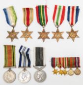 WWII stars: Atlantic, Africa, Pacific, Italy and F&G; Defence medal; India 1939-45 Service medal;