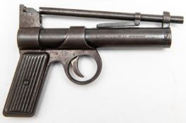 A pre war .177" smooth bore Webley "Junior" air pistol, number J10937, with ribbed metal grips and