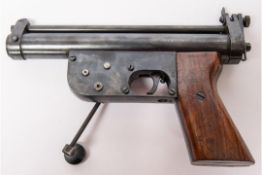 A good rare .177" Parker Patent Precision crank wound air pistol, number 64 on the rear of the