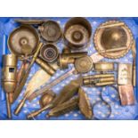 A collection of WWI trench art items, mostly brass, comprising: 7 paper knives, 2 cigarette