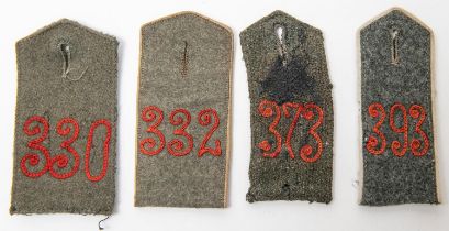 4 Imperial German shoulder boards: 330, 332, 373, 393. £80-100