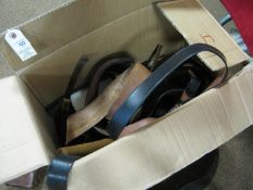 A military trumpet dated 1967, a quantity of belts, straps, pouches and holsters etc; also a