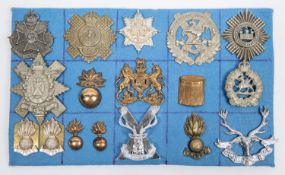 15 military badges, including cap badge of Third Norfolk Rifle Volunteer Corps, King's Liverpool