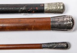 A scarce Civil Service Volunteer Rifles 12th Mx RSMs WM topped cane, blackened finish; another RSM