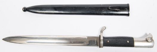A German parade bayonet, plated blade 10", by Puma, Solingen, with distributers name "A. Loscher-