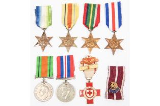 WWII medals: Atlantic star, Africa star, Pacific star, F&G star, Defence medal, War medal,;