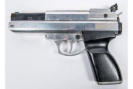 A .177" BSA Magnum top lever air pistol, number AP02183, with polished aluminium finish, blued