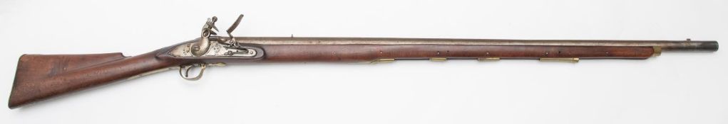 A 10 bore Brown Bess style flintlock trade musket, 55" overall, barrel 40", slightly rounded lock
