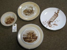 Three Grimwade's Winton "Old Bill" glazed pottery items, comprising two 7½" diameter plates and a