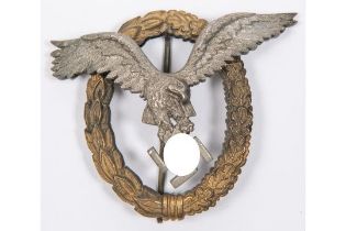 A Third Reich Luft pilots observers badge, gilt and silvered finish, makers name "P. Neybauer