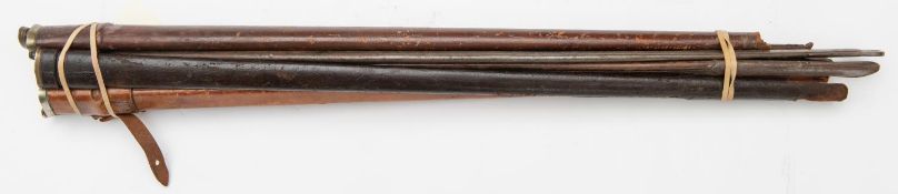 Five leather FS scabbards for Infantry officers' swords, two other leather scabbards, and a steel