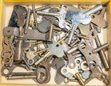 54 Old keys for clockwork toys, Antique wall clocks, carriage clocks, Mantle clocks, Tinplate toys