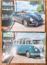 2x 1:16 Scale Revell model kits. Level 5 Volkswagen T1 Samba Bus, Containing 123 parts, And measures