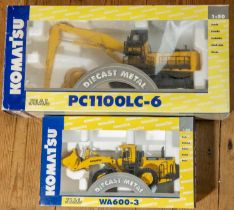 2 Komatsu Manufactured by Joal 1:50 scale Construction Vehicles, WA600-3 Wheel Loader, And a