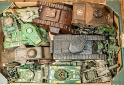 Quantity of mixed Military related die-cast, Tinplate and other items. Lot includes Dinky, Matchbox,