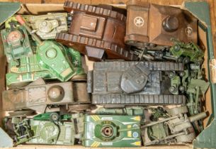 Quantity of mixed Military related die-cast, Tinplate and other items. Lot includes Dinky, Matchbox,